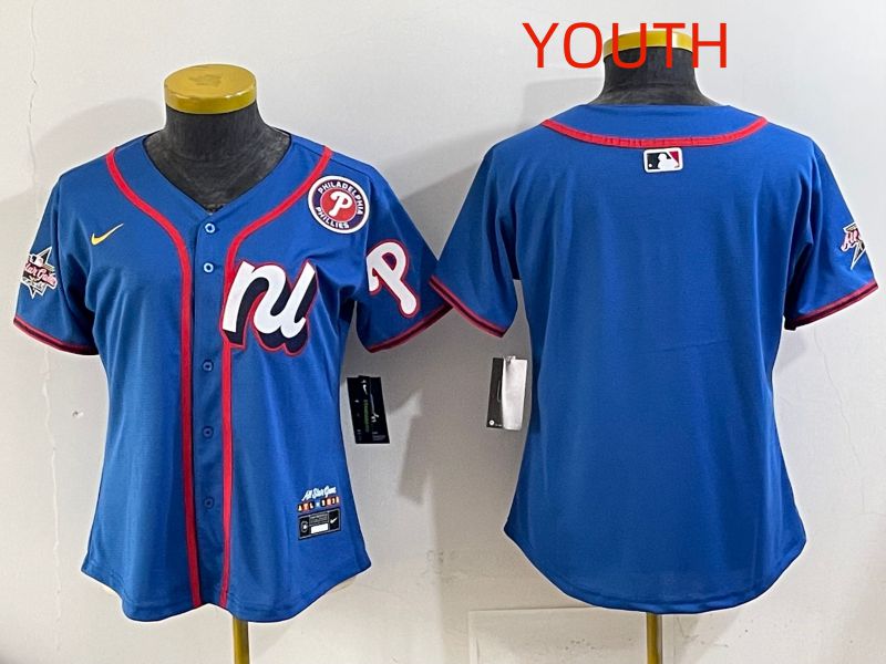 Youth 2025 Philadelphia Phillies Blank Blue All star Nike MLB Jersey style 02->youth mlb jersey->Youth Jersey